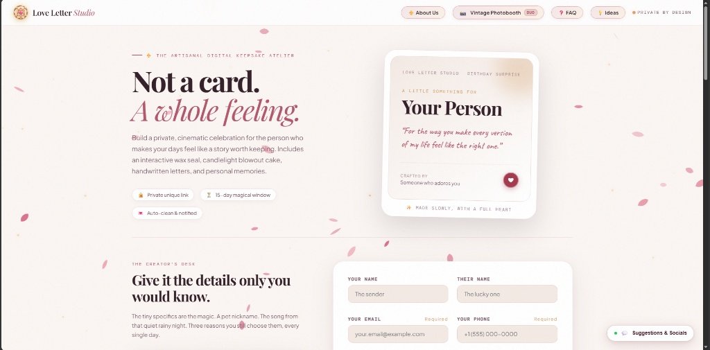 Love Letter Studio Digital Romance Atelier and Synchronized WebRTC Duo Photobooth